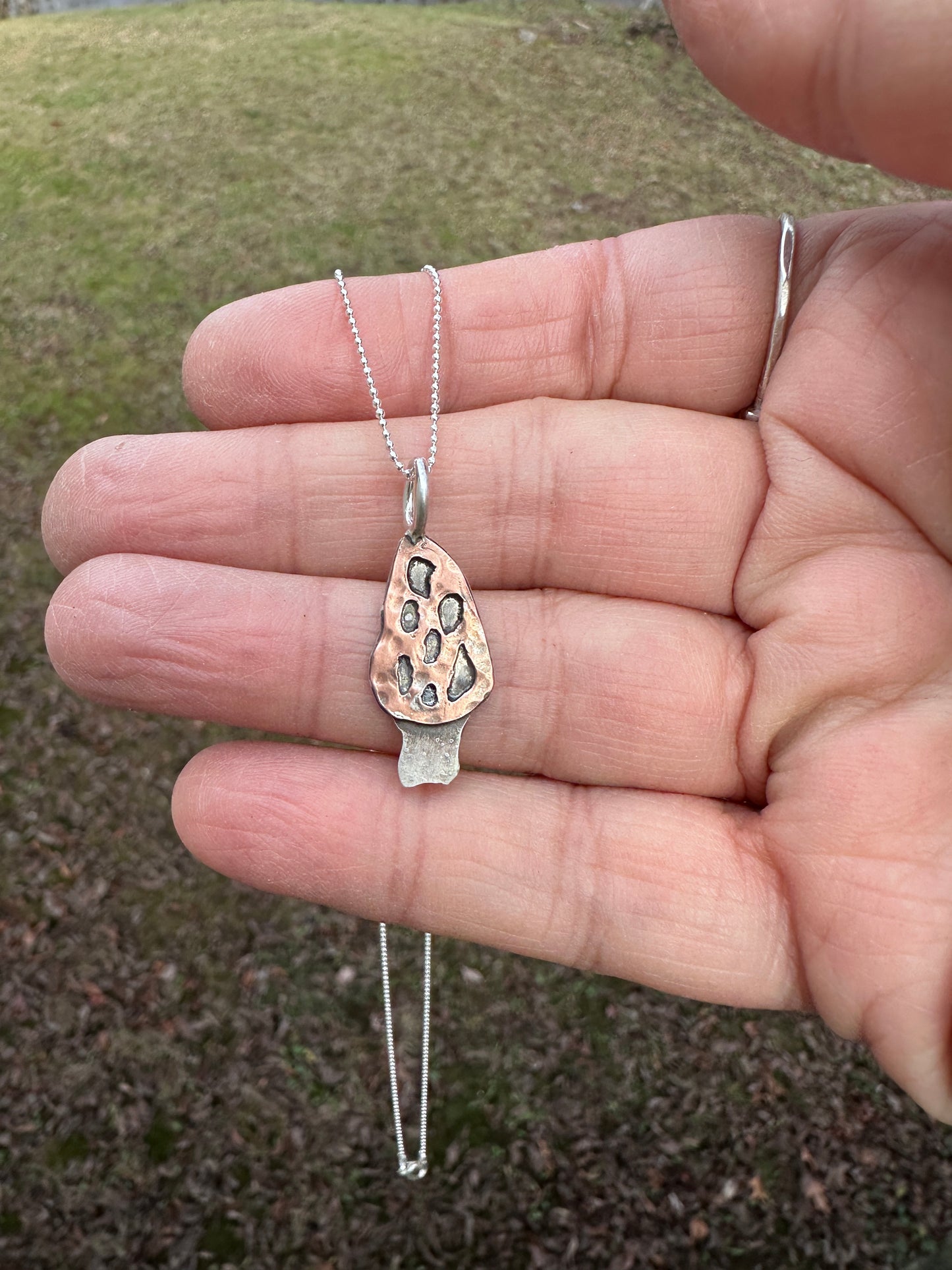 Tiny Morel Mushroom Necklace