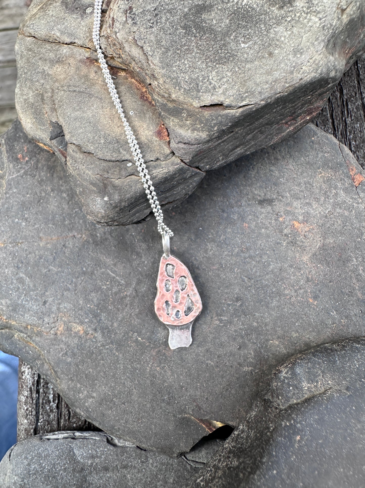 Tiny Morel Mushroom Necklace